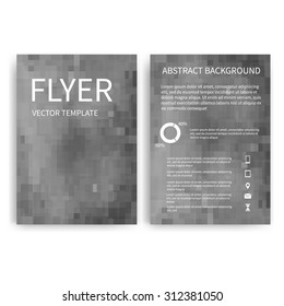 Flyer design templates. Set of gray A4 brochure design templates with geometric abstract modern backgrounds. Infographic concept, mobile technologies, applications and online services