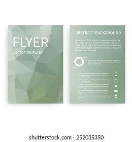 Flyer design templates. Set of green A4 brochure design templates with geometric triangular abstract modern backgrounds. Infographic concept, mobile technologies, applications and online services
