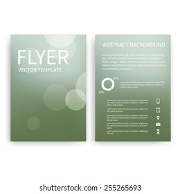 Flyer design templates. Set of green A4 brochure design templates with geometric bokeh lights abstract modern backgrounds. Infographic concept, mobile technologies, applications and online services 