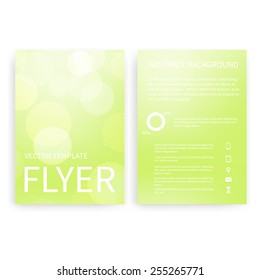 Flyer design templates. Set of green A4 brochure design templates with geometric bokeh lights abstract modern backgrounds. Infographic concept, mobile technologies, applications and online services 