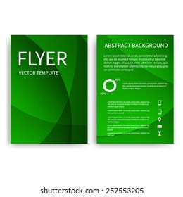 Flyer design templates. Set of green A4 brochure design templates with geometric triangular abstract modern backgrounds. Infographic concept, mobile technologies, applications and online services