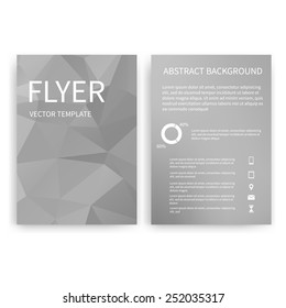 Flyer design templates. Set of grey A4 brochure design templates with geometric triangular abstract modern backgrounds. Infographic concept, mobile technologies, applications and online services