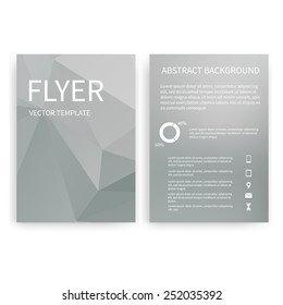 Flyer design templates. Set of grey e A4 brochure design templates with geometric triangular abstract modern backgrounds. Infographic concept, mobile technologies, applications and online services