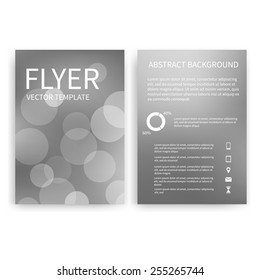 Flyer design templates. Set of grey A4 brochure design templates with geometric bokeh lights abstract modern backgrounds. Infographic concept, mobile technologies, applications and online services 