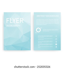 Flyer design templates. Set of light blue A4 brochure design templates with geometric triangular abstract modern backgrounds. Infographic concept, mobile technologies, applications and online services