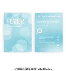 Flyer design templates. Set of light blue bokeh A4 brochure design templates with geometric abstract modern backgrounds. Infographic concept, mobile technologies, applications and online services