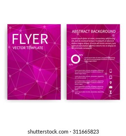 Flyer design templates. Set of pink A4 brochure design templates with geometric abstract modern backgrounds. Infographic concept, mobile technologies, applications and online services