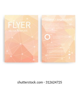 Flyer design templates. Set of pink A4 brochure design templates with geometric abstract modern backgrounds. Infographic concept, mobile technologies, applications and online services