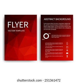 Flyer design templates. Set of red A4 brochure design templates with geometric triangular abstract modern backgrounds. Infographic concept, mobile technologies, applications and online services