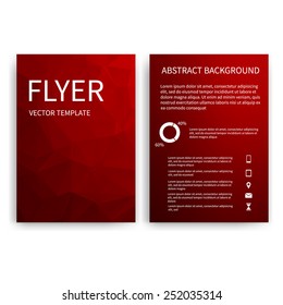 Flyer design templates. Set of red A4 brochure design templates with geometric triangular abstract modern backgrounds. Infographic concept, mobile technologies, applications and online services