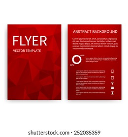 Flyer design templates. Set of red A4 brochure design templates with geometric triangular abstract modern backgrounds. Infographic concept, mobile technologies, applications and online services