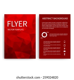Flyer design templates. Set of red A4 brochure design templates with abstract  modern backgrounds. Infographic concept, mobile technologies, applications and online services. Vector design EPS10