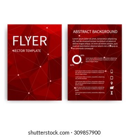 Flyer design templates. Set of red A4 brochure design templates with geometric triangular abstract modern backgrounds. 