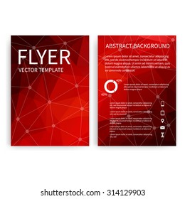 Flyer design templates. Set of red and black A4 brochure design templates with geometric abstract modern backgrounds. Infographic concept, mobile technologies, applications and online services