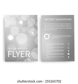 Flyer design templates. Set of silver A4 brochure design templates with geometric bokeh lights abstract modern backgrounds. Infographic concept, mobile technologies, applications and online services 