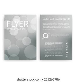 Flyer design templates. Set of silver A4 brochure design templates with geometric bokeh lights abstract modern backgrounds. Infographic concept, mobile technologies, applications and online services 