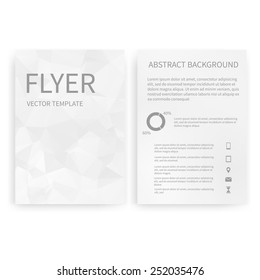 Flyer design templates. Set of white A4 brochure design templates with geometric triangular abstract modern backgrounds. Infographic concept, mobile technologies, applications and online services