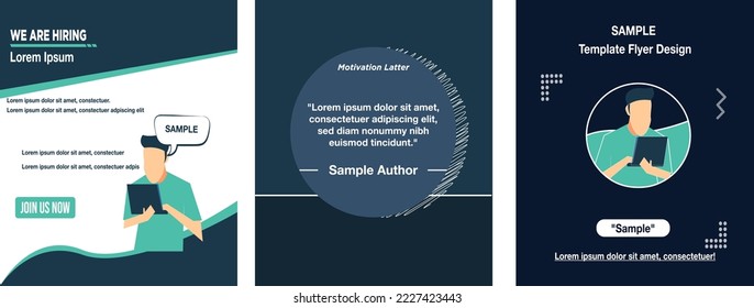 Flyer design vector we are hiring, motivation letter, poster, brochures, backgrounds