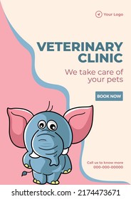 Flyer design of veterinary clinic template. 