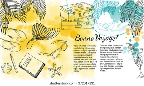 flyer design. watercolor vector background of summer holiday 