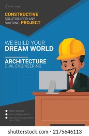 Flyer design of we build your dream world cartoon style template. 