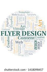 Flyer Design word cloud. Wordcloud made with text only.