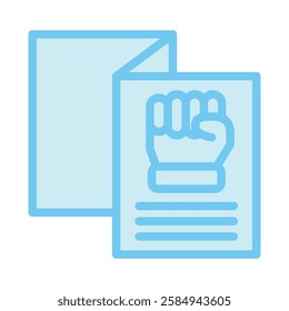 Flyer dual tone blue color icon, mini, small illustration. use for modern concept, print, UI, UX kit, web and app development. Vector EPS 10, related to industrial, business, finance, investment.