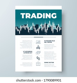  Flyer exchange theme Cover design template candlestick chart diagram