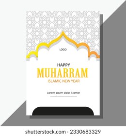 The flyer features a pristine white background, symbolizing purity, serenity, and the beginning of a new year in the Islamic calendar. The white backdrop creates a sense of calmness.