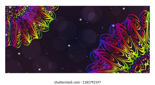 Flyer With Floral Mandala Ornaments. Vector Oriental design. Islam, Arabic, Indian, Ottoman Motifs