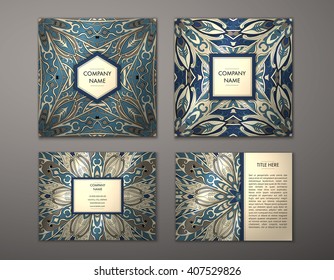 Flyer with Floral mandala pattern and ornaments. Vector Flyer oriental design Layout template, size. Islam, Arabic, Indian, ottoman motifs. Front page and back page. Easy to use and edit.