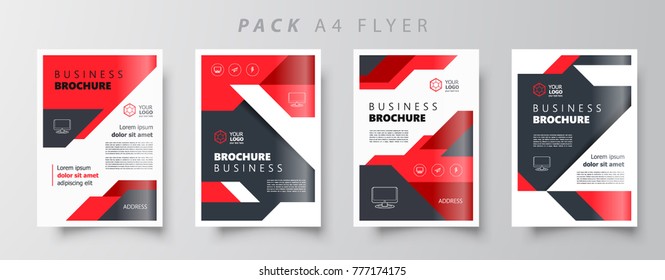Flyer geometric abstract brochure design template set red color