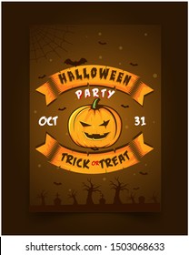 Flyer Halloween party Invitation illustration Pumpkin jackskeleton