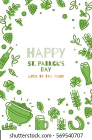 Flyer Happy St. Patrick's Day. Simple design in a thin line. Flyers can be used for promotions, sales,, discounts, delivery.