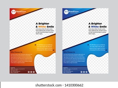 Flyer For Health And Medical Concept. Hygiene Template Of Flyer, Magazine, Posters, Book Cover, Banners. Clinic  Background. Layout Dentistry Illustrations Modern Pages. Gradient Orange And Blue