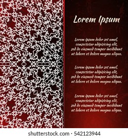 Flyer holiday card, frame for congratulations on your wedding, Valentine's day, birthday, invitation, gratitude, celebration, Declaration of love. Vector red background with a mandala pattern. eps10