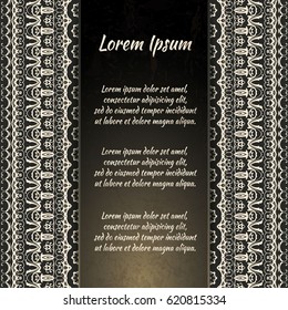 Flyer holiday card, frame for congratulations on your wedding, Valentine's day, birthday, invitation, gratitude, celebration, Declaration of love. Vector brown, gold background with a mandala. eps10