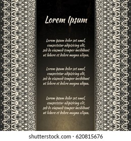 Flyer holiday card, frame for congratulations on your wedding, Valentine's day, birthday, invitation, gratitude, celebration, Declaration of love. Vector brown, gold background with a mandala. eps10