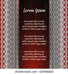 Flyer holiday card, frame for congratulations on your wedding, Valentine's day, birthday, invitation, gratitude, celebration, Declaration of love. Vector red background with a mandala pattern. eps10