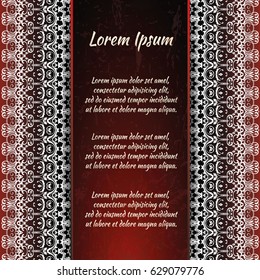 Flyer holiday card, frame for congratulations on your wedding, Valentine's day, birthday, invitation, gratitude, celebration, Declaration of love. Vector red background with a mandala pattern. eps10