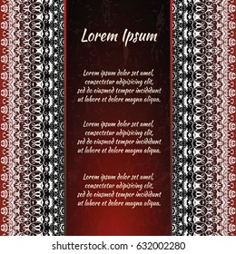 Flyer holiday card, frame for congratulations on your wedding, Valentine's day, birthday, invitation, gratitude, celebration, Declaration of love. Vector red background with a mandala pattern. eps10