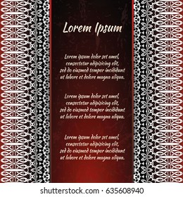 Flyer holiday card, frame for congratulations on your wedding, Valentine's day, birthday, invitation, gratitude, celebration, Declaration of love. Vector red background with a mandala pattern. eps10
