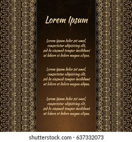 Flyer holiday card, frame for congratulations on your wedding, Valentine's day, birthday, invitation, gratitude, celebration, Declaration of love. Vector brown, gold background with a mandala. eps10