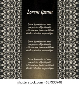 Flyer holiday card, frame for congratulations on your wedding, Valentine's day, birthday, invitation, gratitude, celebration, Declaration of love. Vector brown, gold background with a mandala. eps10