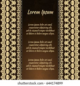 Flyer holiday card, frame for congratulations on your wedding, Valentine's day, birthday, invitation, gratitude, celebration, Declaration of love. Vector brown, gold background with a mandala. eps10
