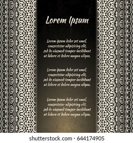 Flyer holiday card, frame for congratulations on your wedding, Valentine's day, birthday, invitation, gratitude, celebration, Declaration of love. Vector brown, gold background with a mandala. eps10