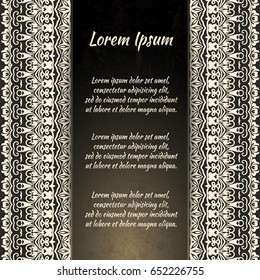 Flyer holiday card, frame for congratulations on your wedding, Valentine's day, birthday, invitation, gratitude, celebration, Declaration of love. Vector brown, gold background with a mandala. eps10