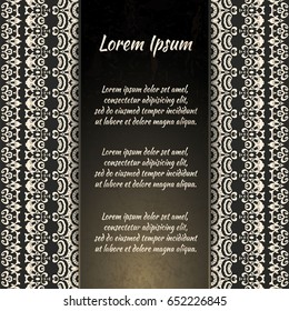 Flyer holiday card, frame for congratulations on your wedding, Valentine's day, birthday, invitation, gratitude, celebration, Declaration of love. Vector brown, gold background with a mandala. eps10