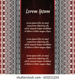 Flyer holiday card, frame for congratulations on your wedding, Valentine's day, birthday, invitation, gratitude, celebration, Declaration of love. Vector red background with a mandala pattern. eps10