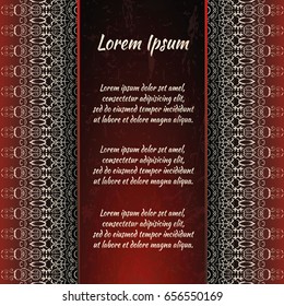 Flyer holiday card, frame for congratulations on your wedding, Valentine's day, birthday, invitation, gratitude, celebration, Declaration of love. Vector red background with a mandala pattern. eps10